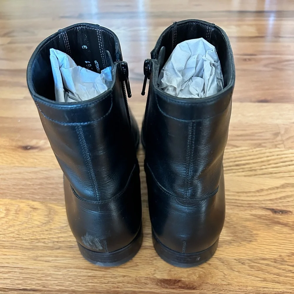 Men's A. Testoni Black Leather Side-Zip Ankle Boots size 9